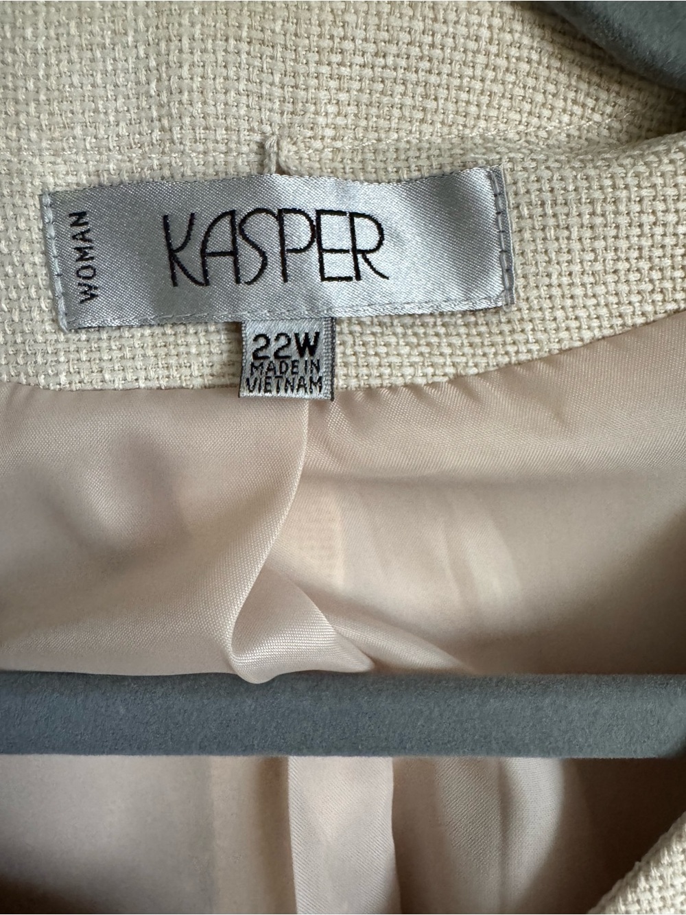 Kasper Cream Round-Neck Button-Front Blazer - Picture 3 of 4
